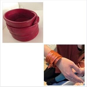 🇨🇦🎁Handcrafted Red Leather Cuff Bracelet | Quebec Artisan | Vintage, Like New